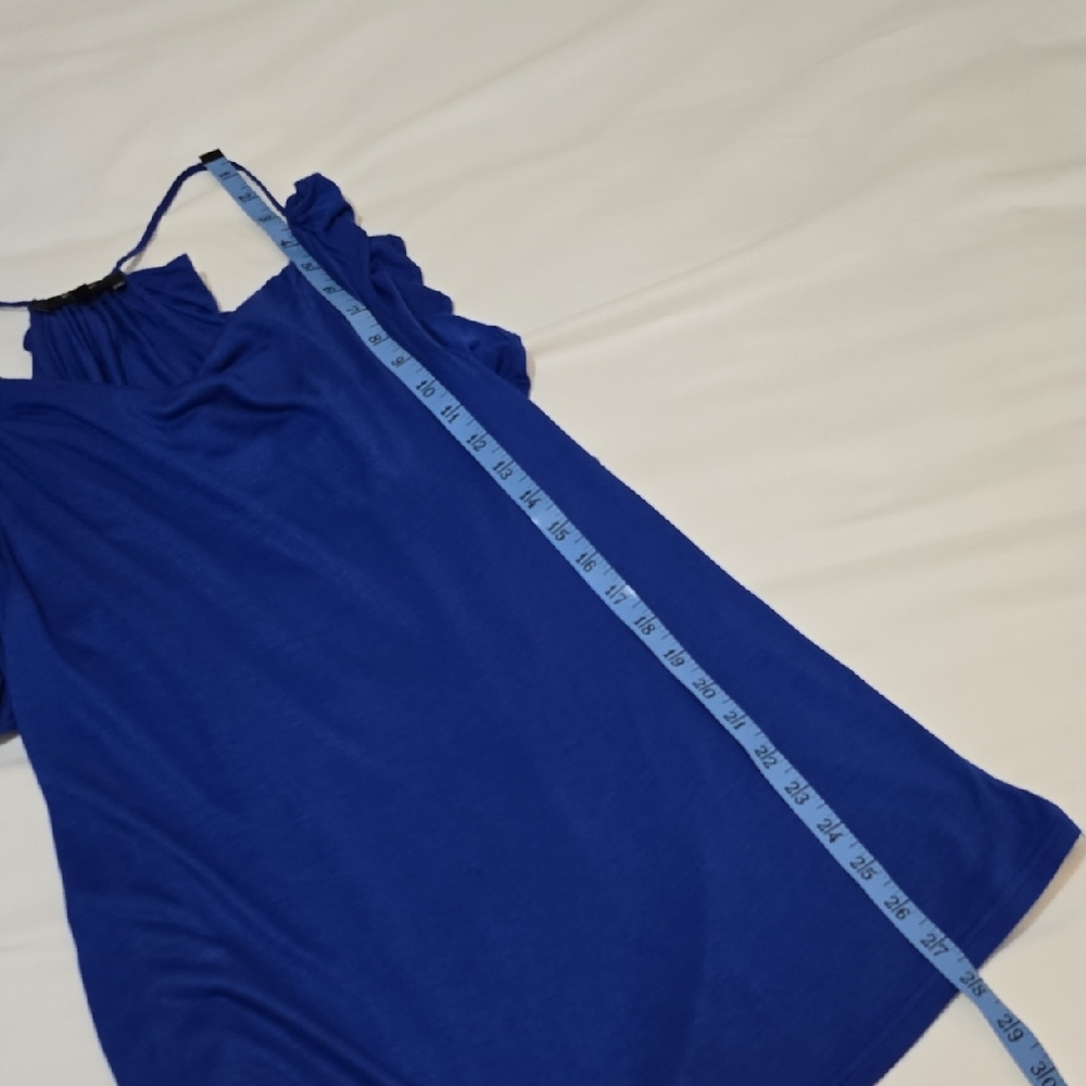 Express Halter Tank Top With Ruffles Royal Blue Size Small - Picture 6 of 9